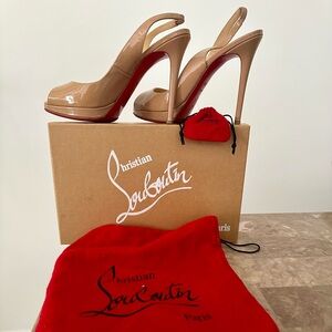 Christian Louboutin Yolanda Sling 120 Patent Pumps.